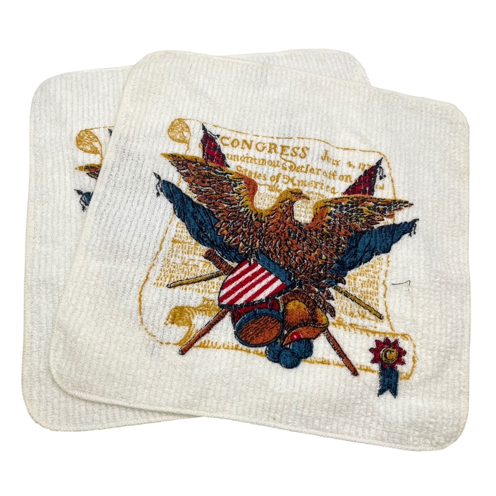 Vintage Cannon Americana Eagle‎ Declaration of Independence Washcloth Set of 2
